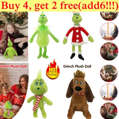 Christmas Grinch Plush Doll Soft Stuffed Teddy Toy Xmas Gift Baby Kids 2025