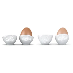 Juego de 4 huevos besando, soñando, buey por favor y delicioso porcelana dura blanco - Imagen 1 de 4