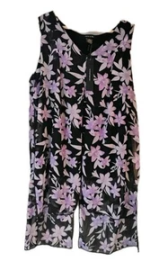 Adele And May Damen Gr. XL Lagenlook Bluse asymmetrisch lila Blumen launisch - Bild 1 von 4
