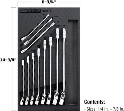 Powerbuilt SAE Reversible Ratcheting Wrench Set, 11 Piece, 72 Tooth Switch - Image 1 of 4