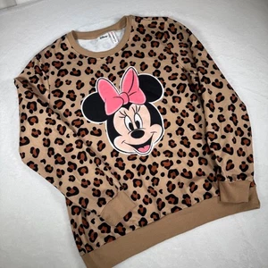 Disney PatPat Minnie Mouse Leopard Print Crewneck Sweatshirt Women's Size M - Picture 1 of 10