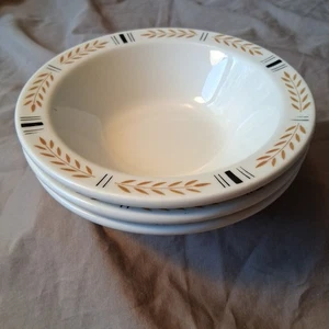 Set of 3 Vintage Homer Laughlin Flat Rim I Bowls Restaurant Ware Emory Wheat - Picture 1 of 7