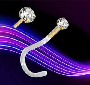 I Nasenstecker I Echter Diamant + 585 Gold + Bioplastic I Plug In I 46020-6 I - Bild 1 von 6