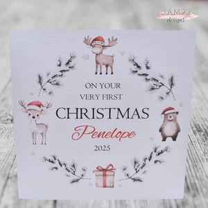 Personalised Baby's 1st First Christmas Card Boy Girl - Picture 1 of 9
