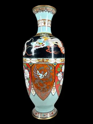 Large Japanese Silver Wire Cloisonne Dragon Vase As Is 12.25” - Image 1 of 4