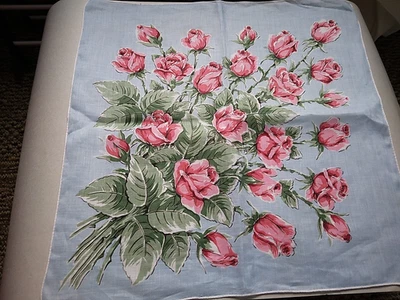 Pañuelo Vintage Floral Pañuelo Ramo Rosas Rosas 16" Foto 1 de 4