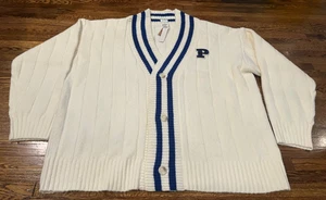 Maglione rosa Victoria's Secret donna XXL bianco cardigan oversize Varsity nuovo con etichetta - Foto 1 di 9