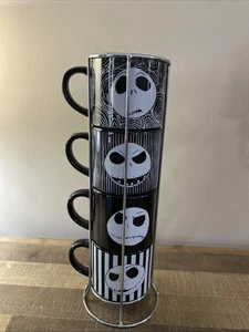 Nightmare Before Christmas gestapelt schwarz & weiß Becher 10 oz 4er Set - Jack - Bild 1 von 8
