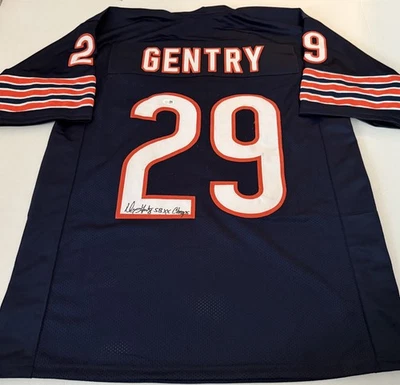 Dennis Gentry Chicago Bears signed Custom jersey + SB XX Inscription JSA Witness - Image 1 of 4