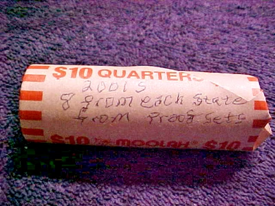 2001 S  PROOF STATE  QUARTER ROLL FROM PROOF SETS 8 COINS FROM EACH STATE LOOK - Image 1 of 4