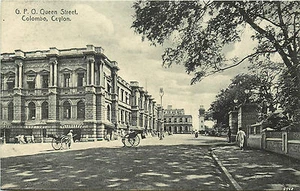 COLOMBO CEYLON G.P.O. (POST OFFICE) QUEEN STREET P/C - Picture 1 of 2
