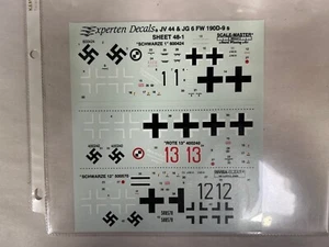 NEU Vintage Experten JV44 JG6 Fw-190D9s Militär Krieg Modellflugzeug 1/48 Aufkleber (JA3) - Bild 1 von 3