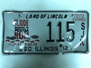 2012 Illinois Land of Lincoln St Jude Memphis to Peoria Run Nummernschild 115 - Bild 1 von 1