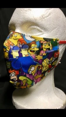 Simpsons Poly fiber Fabric Adult Face Mask, Reusable and Reversible - Image 1 of 3