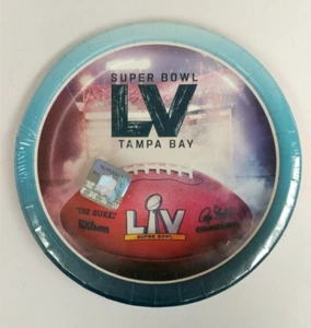 2021 NFL Super Bowl LV 55 Paper Dessert Plates Party Supplies 8 Pack - Picture 1 of 3