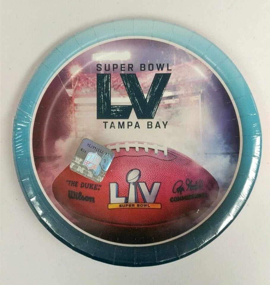 2021 NFL Super Bowl LV 55 Paper Dessert Plates Party Supplies 8 Pack - Image 1 of 3