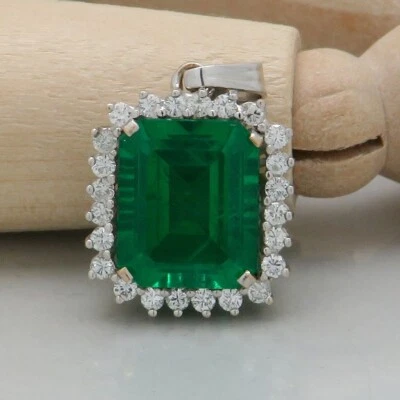 Anhänger Kettenanhänger ca. 0,50ct Brillant + Smaragd Dublette 750/18K Weißgold - Bild 1 von 4