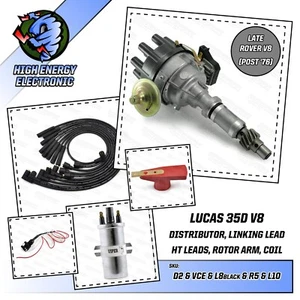 Rover V8 Electronic Distributor Viper Ignition Coil 8mm Black Leads 3.5 3.9 4.2 - Picture 1 of 6