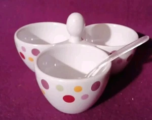 1 Simple Additions Polka Dot 3-Part Serving Candy Condiment Dish - Pampered Chef - Picture 1 of 3