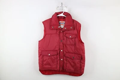 Vintage 80s 90s Dickies Mens Size Large Faded Full Zip Puffer Vest Jacket Red - Image 1 of 4