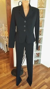 Ladies tailored pinstripe trouser suit black size EU 42 UK 10 - Picture 1 of 12