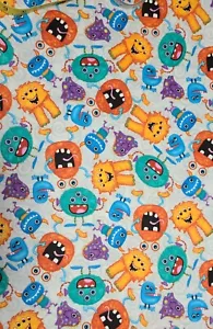 BTY X 44"W Flannel Childrens Fabric Monsters By A. E. Nathan Co. Quilting Sewing - Picture 1 of 5