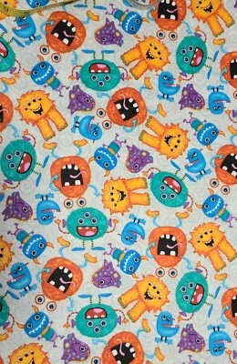 BTY X 44"W Flannel Childrens Fabric Monsters By A. E. Nathan Co. Quilting Sewing - Image 1 of 4