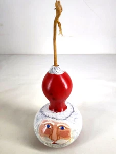 Vintage Gourd Squash Hand Painted Santa Claus Christmas Folk Art 8" Tall - Bild 1 von 8