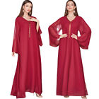 Elegant Women Evening Gown Abaya Muslim Kaftan Maxi Dress Dubai Ramadan Robe New