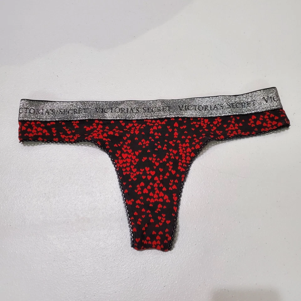Victoria Secret Women Panties Medium Red Hearts All Over Thong NWT - Image 1 of 4