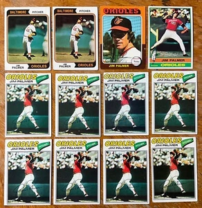 1974-75-76-77 = TOPPS BASEBALL = JIM PALMER LOT X 12 KARTEN - Bild 1 von 8