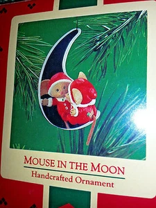 Hallmark Andenken 1986 Maus IN Der Mond Santa Outfit Weihnachten Ornament Neu - Bild 1 von 8