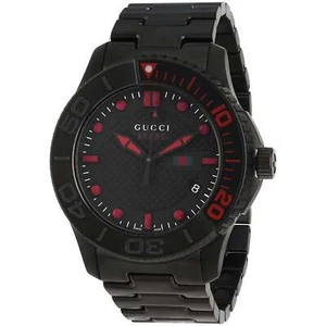 Gucci YA126230 G-Timeless 44MM Men's Black Stainless Steel Watch - Picture 1 of 1