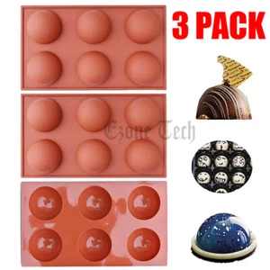 3Pcs Silicone Cake Molds DIY Hot Chocolate Bombs Candy Moulds Half Ball Sphere - Picture 1 of 7