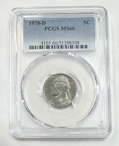 Jefferson Nickel 1978 D PCGS Graded MS 66 Uncirculated 5c Rare Low Pop Coin - Picture 1 of 12