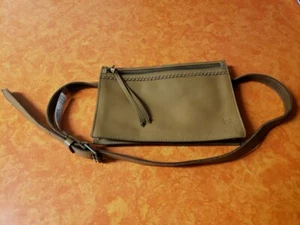 FRYE Women L Tan Leather Belt Bag Slide Clutch + removable belt India 8x5x1 NWT - Picture 1 of 8