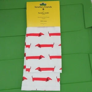 Paquete de 2 toallas de té Fenella Smith London Dachshund - 100% algodón Inglaterra nuevas con etiquetas - Imagen 1 de 3