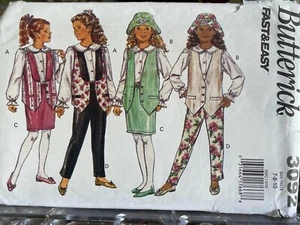 Butterick 3092 Mädchen Größe 7-10 Hose, Rock, Weste, Bluse, Mütze  - Bild 1 von 3