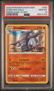 PSA 10 STAFF Donphan - SWSH067 PreRelease Promo Sword&Shield - Holo Pokemon Card - Picture 1 of 2