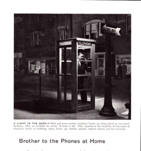Bell Telephone System Phone Booth Man Calling on Corner Vintage Print Ad 1955 - Picture 1 of 5