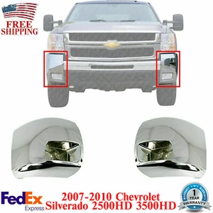 Set of 2 Front Bumper Chrome End Caps For 2007-2010 Chevy Silverado 2500HD 3500 - Picture 1 of 6