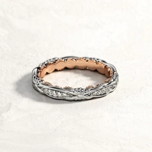 Women Eternity Band Round 0.20 Ct 18k MultiTone Gold lab Grown Certified Diamond - Picture 1 of 6