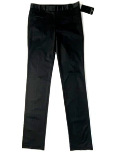 New ZARA BASIC Womens Black Stretch Cotton Slim Pant Trousers sz 2 - Picture 1 of 12