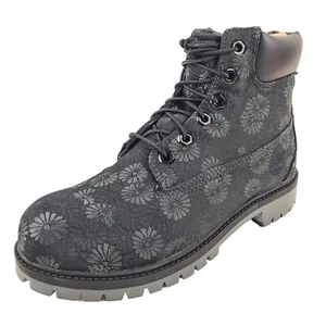 Timberland 6 IN stivali classici TB0A177S neri floreali outdoor taglia 6,5 ragazze = 8 Wm - Foto 1 di 12
