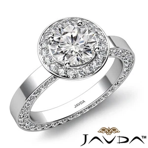 Anillo de compromiso de filigrana de diamantes redondos con halo pavé canal GIA I SI1 2,83 quilates - Imagen 1 de 12