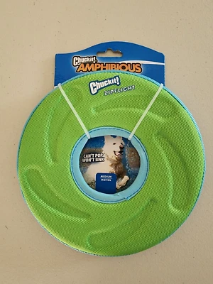 Flying Disc Dog Toy Chuckit Zipflight Medium 8.5 Inches Green water floating - Image 1 of 3