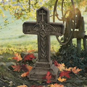 Macabre Cemetery Cross Vampire Grave Marker Halloween Prop - Picture 1 of 7