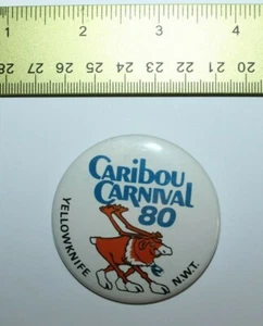 Cuchillo amarillo de colección Caribou Carnival 1980 nuevo con etiquetas insignia de botón de Canadá - Imagen 1 de 2