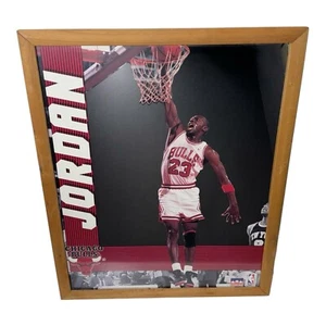 Vintage 1990 Michael Jordan Framed Mirror Chicago Bulls Starline Dunk Basketball - Picture 1 of 11