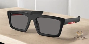 PRADA PS 02ZSU 1BO02G Matte Black Dark Grey Polar Polarized 55mm Mens Sunglasses - Picture 1 of 2